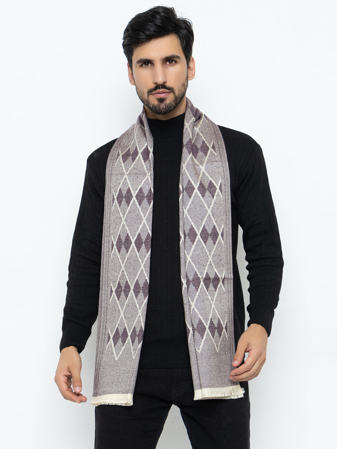 Woolen Diamond Muffler- Purple | Amoldo