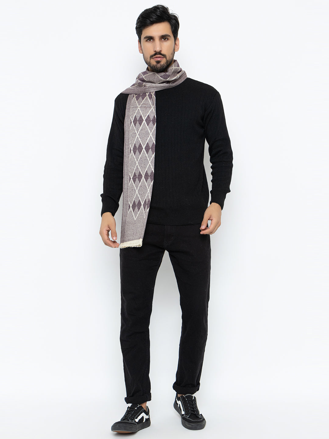 Woolen Diamond Muffler- Purple | Amoldo