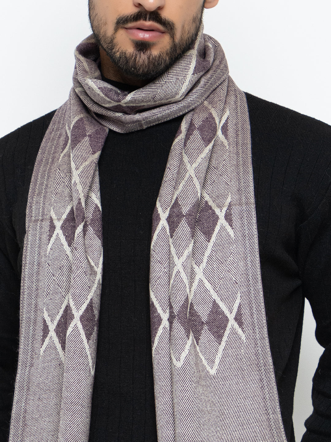 Woolen Diamond Muffler- Purple | Amoldo