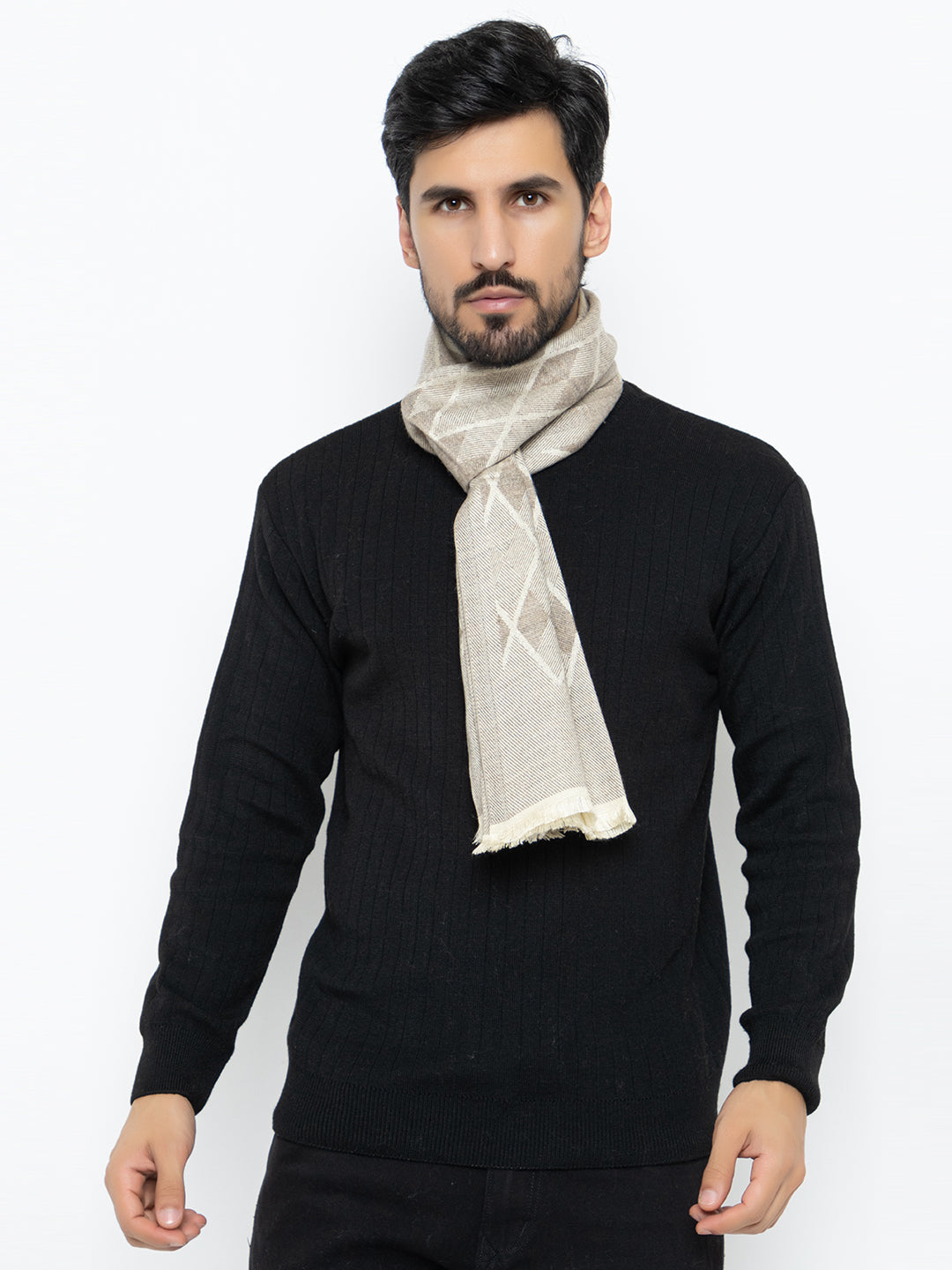 Woolen Diamond Muffler- Beige | Amoldo