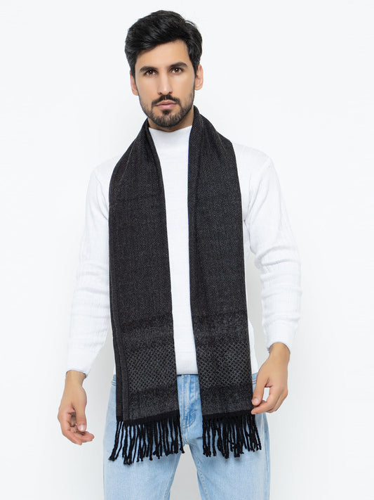 Woolen Sketch Design Muffler- Black | Amoldo