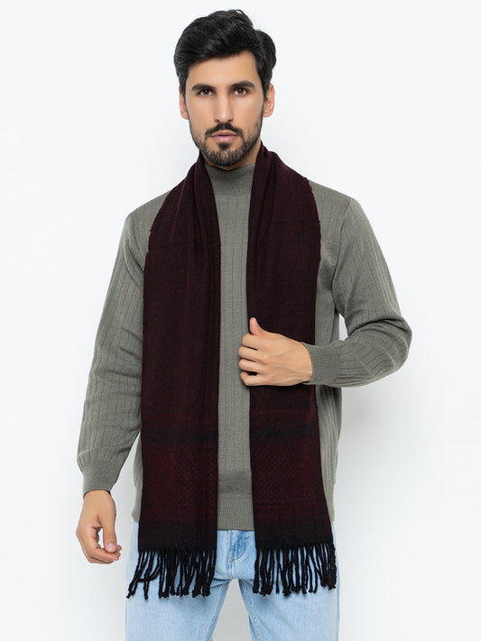 Woolen Sketch Design Muffler- Maroon | Amoldo