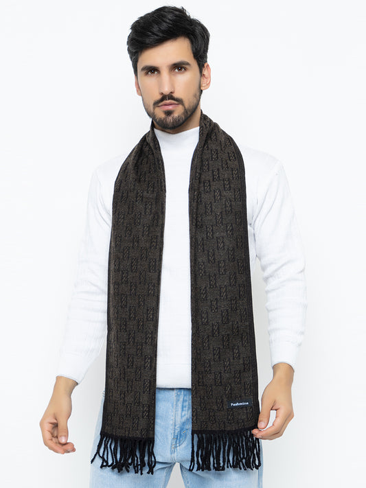 Woolen Rectangle Design Muffler- Brown | Amoldo