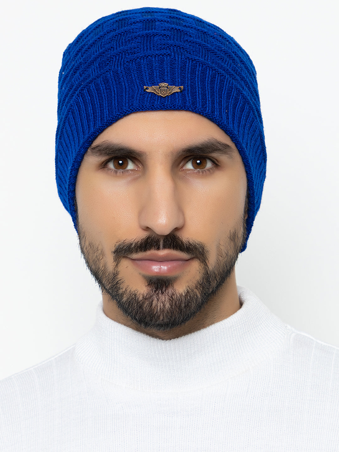 Amoldo unisex Soft and Warm Blue Winter Woolen Long Beanie cap