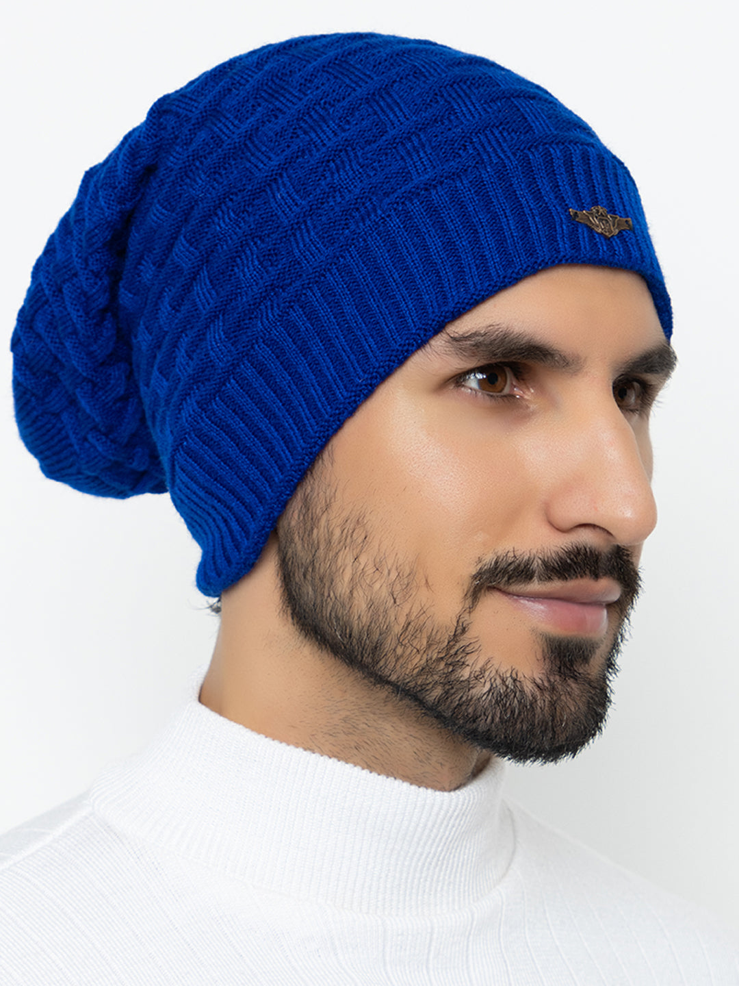 Amoldo unisex Soft and Warm Blue Winter Woolen Long Beanie cap