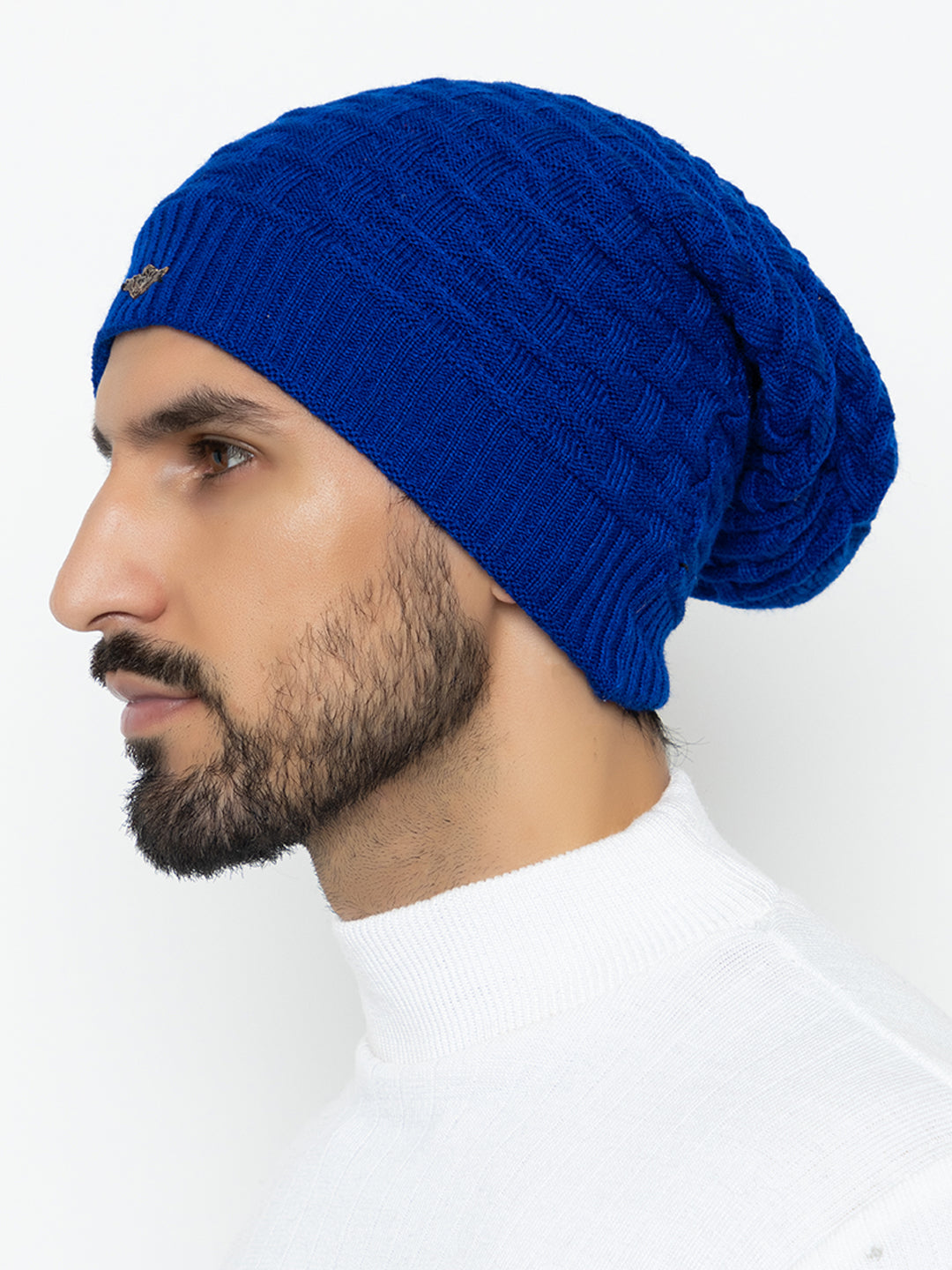 Amoldo unisex Soft and Warm Blue Winter Woolen Long Beanie cap