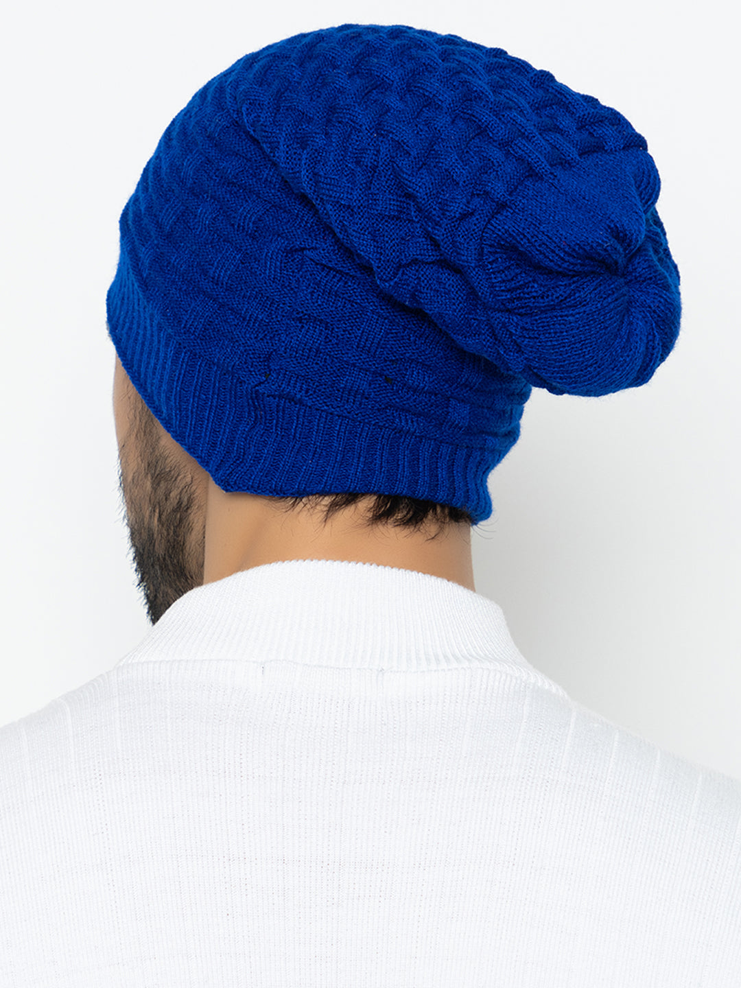 Amoldo unisex Soft and Warm Blue Winter Woolen Long Beanie cap