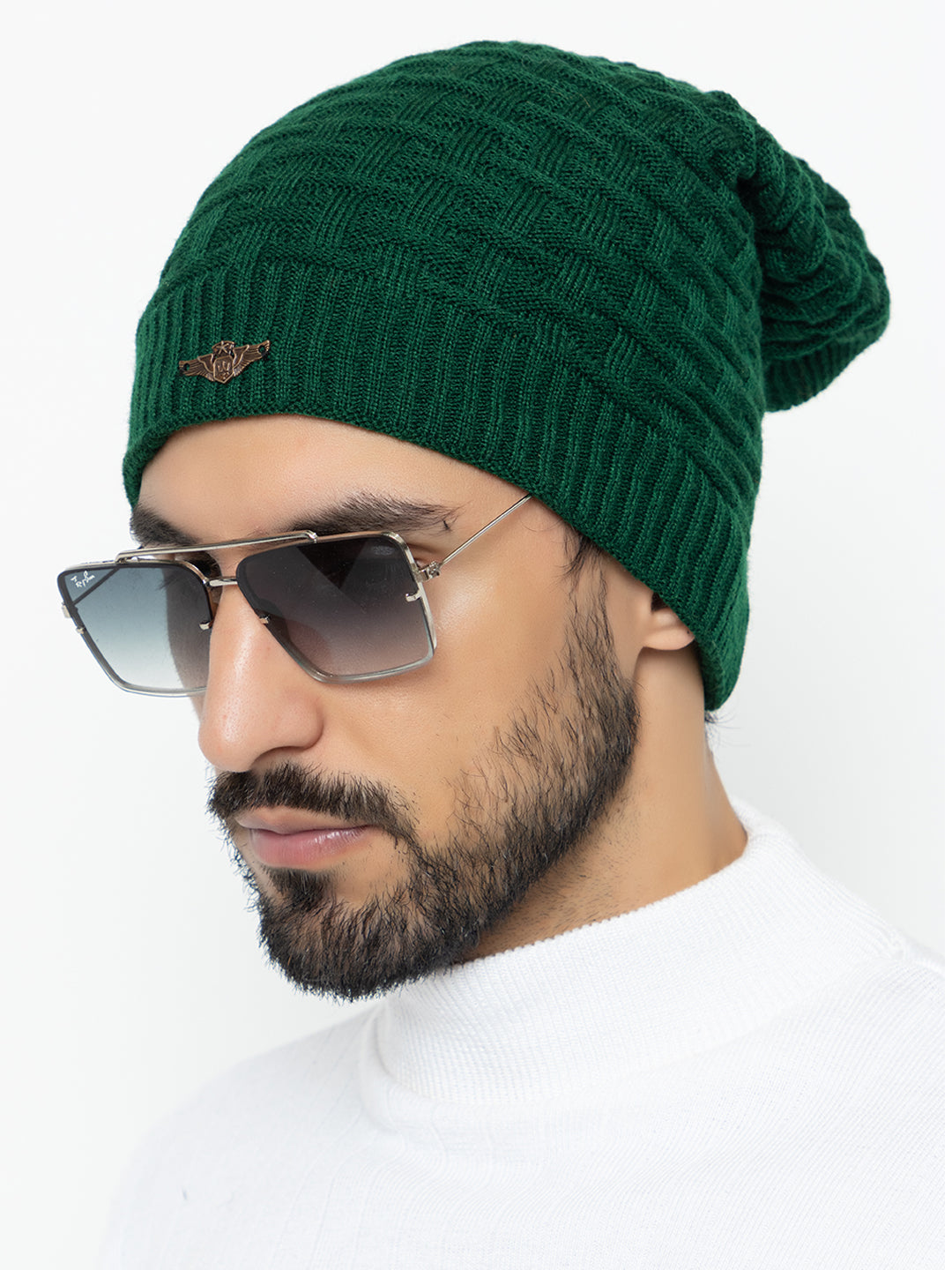 Amoldo unisex Soft and Warm Olive Winter Woolen Long Beanie cap