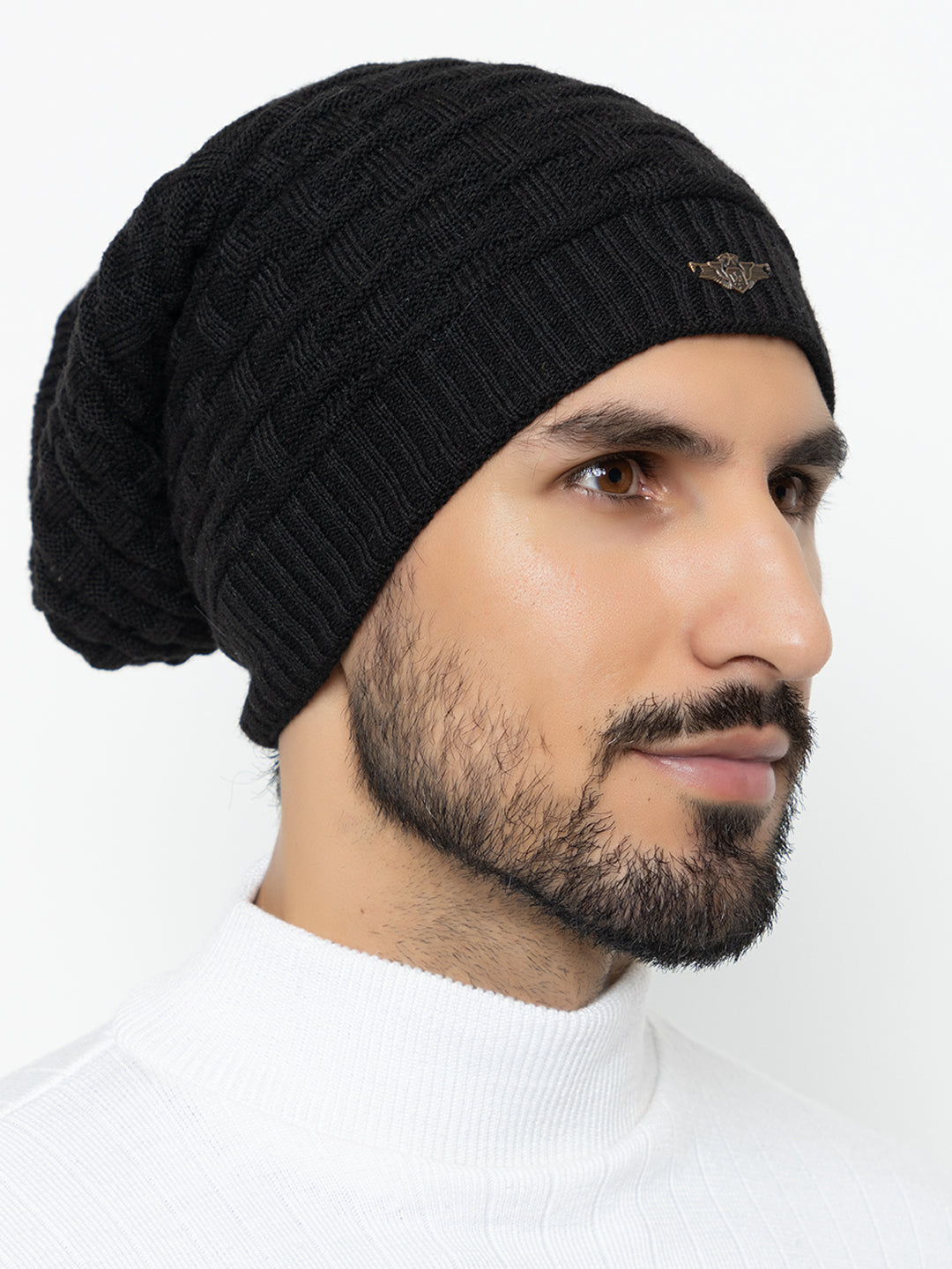 Amoldo unisex Soft and Warm Black Winter Woolen Long Beanie cap