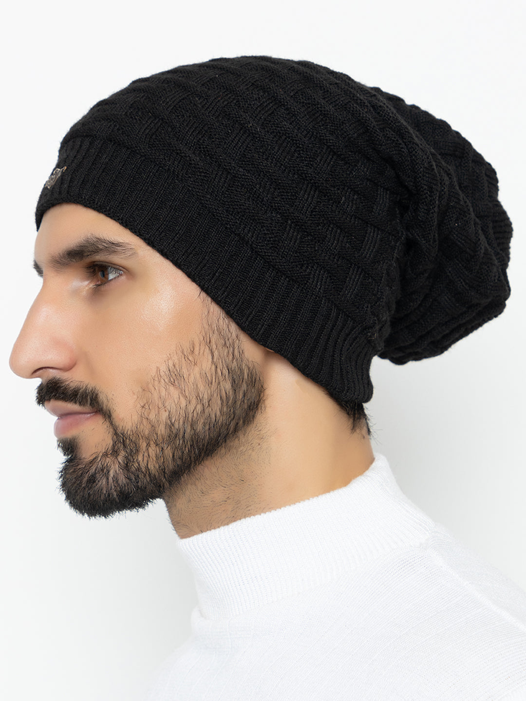 Amoldo unisex Soft and Warm Black Winter Woolen Long Beanie cap