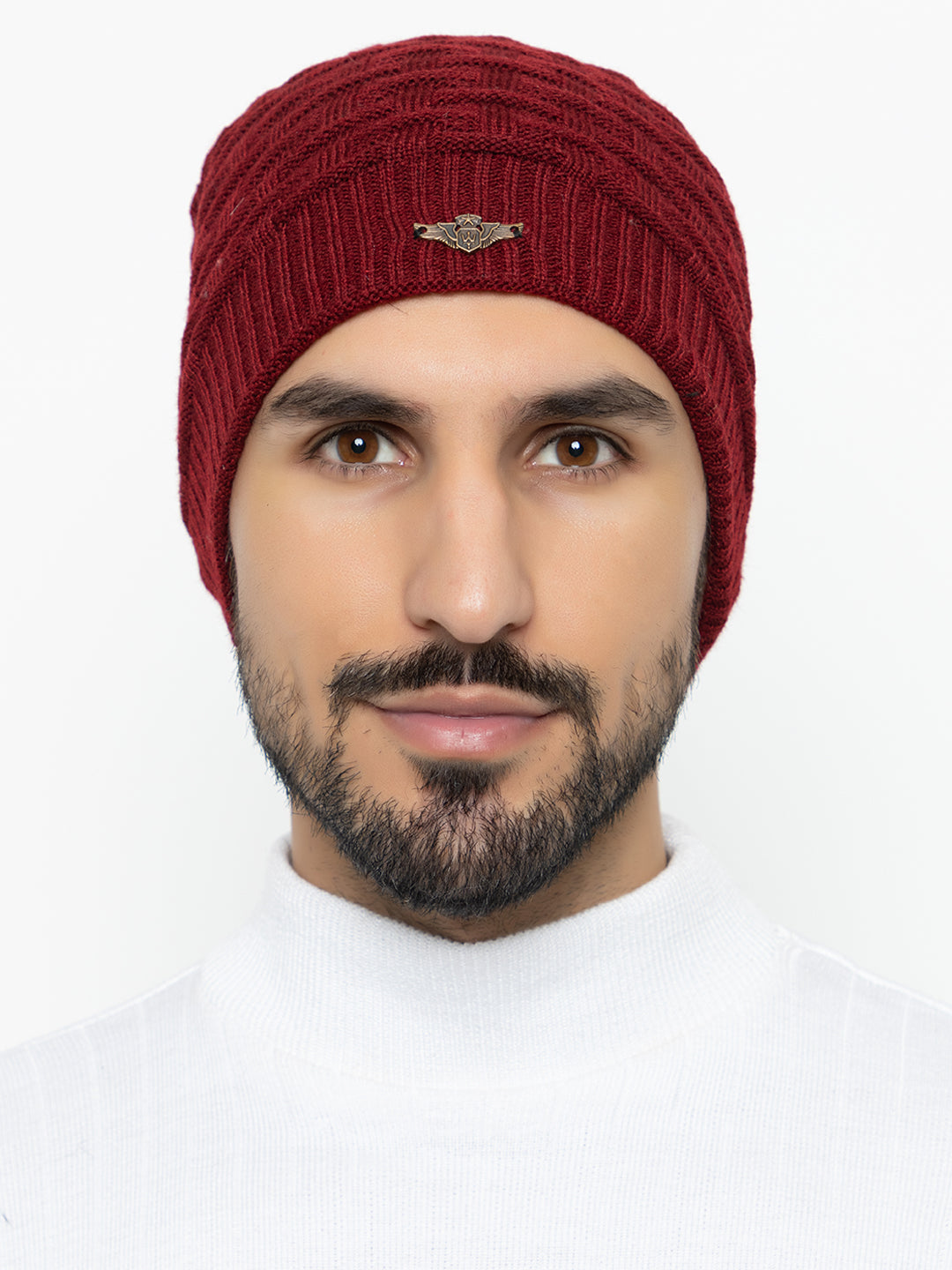 Amoldo unisex Soft and Warm Maroon Winter Woolen Long Beanie cap