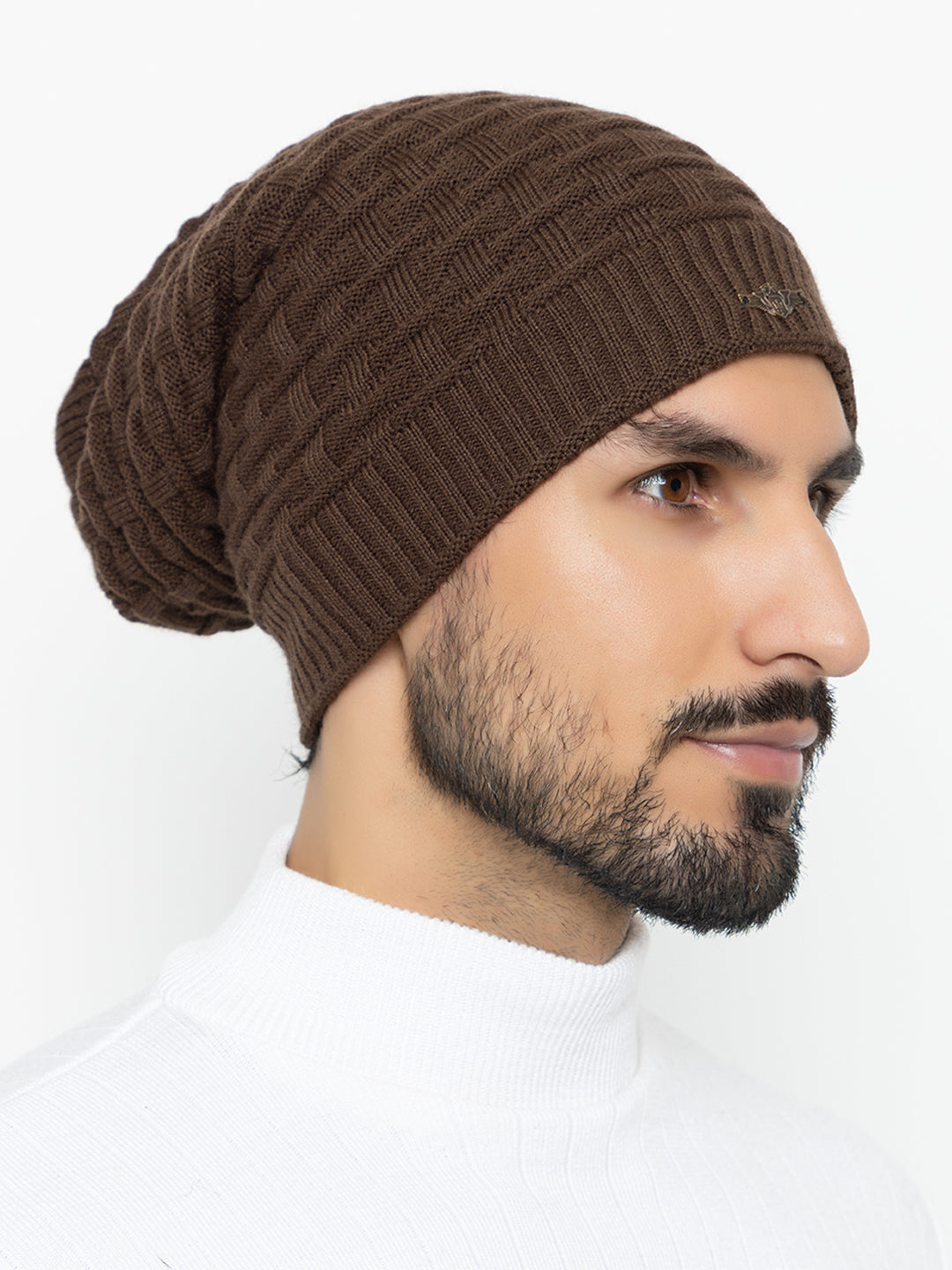 Amoldo unisex Soft and Warm Brown Winter Woolen Long Beanie cap