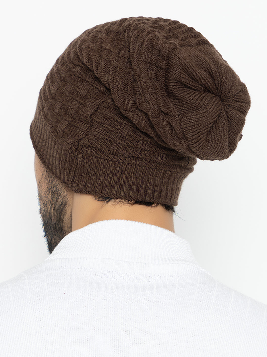 Amoldo unisex Soft and Warm Brown Winter Woolen Long Beanie cap