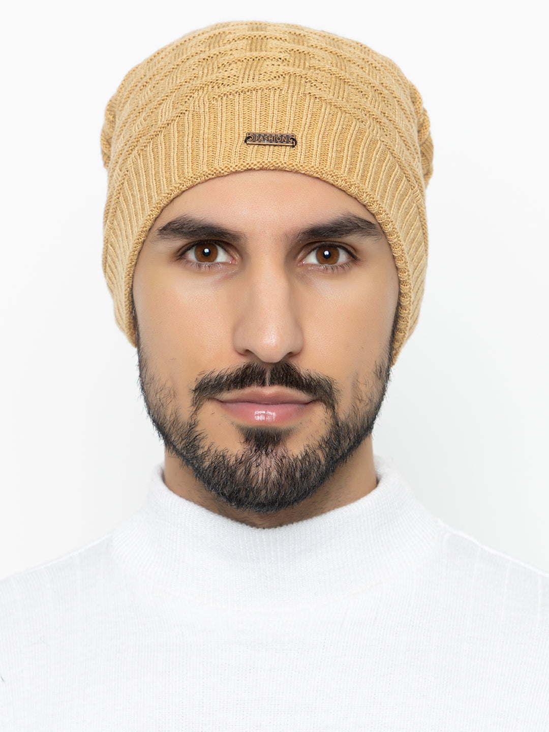 Amoldo unisex Soft and Warm Cream Winter Woolen Long Beanie cap