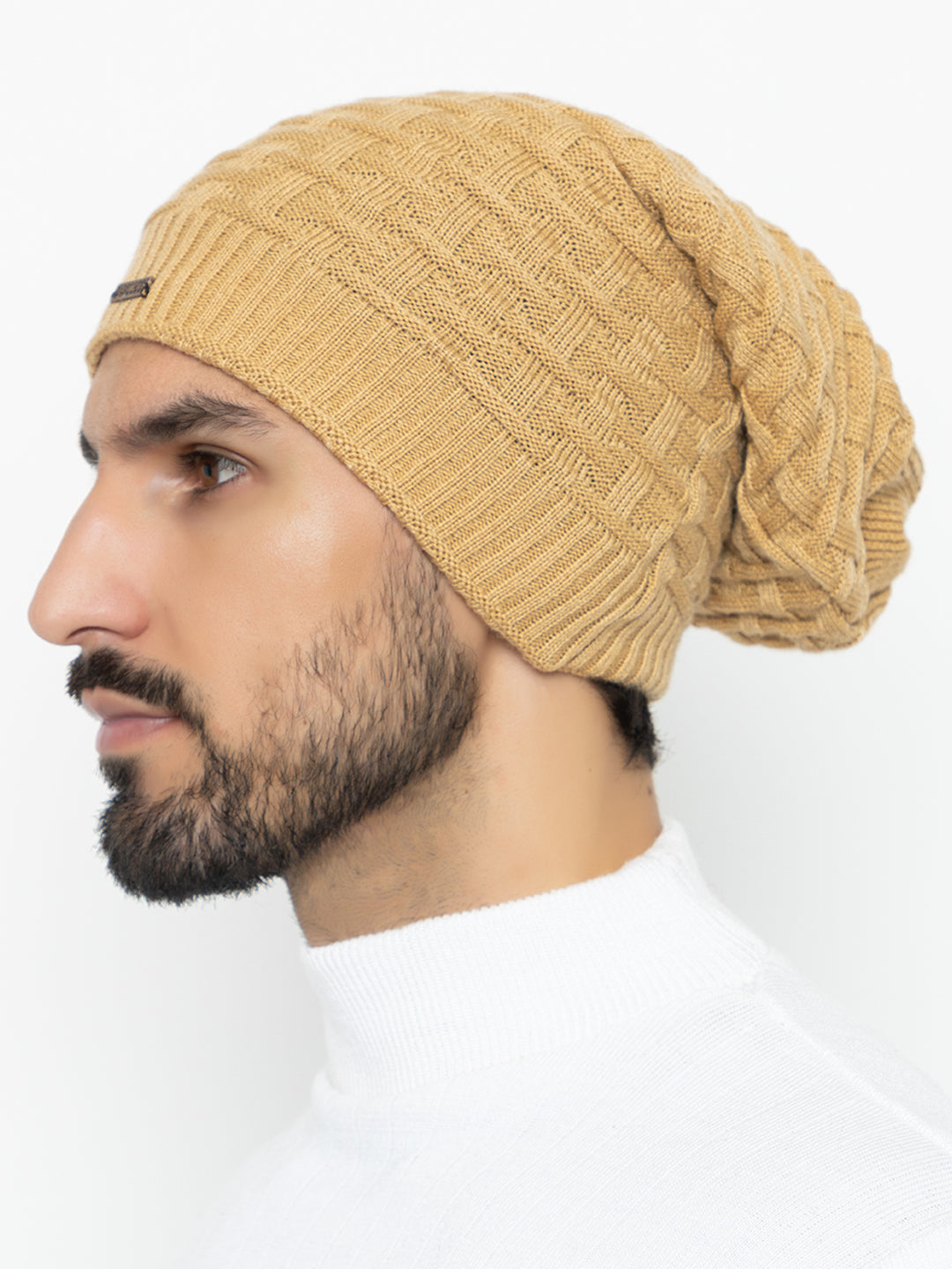 Amoldo unisex Soft and Warm Cream Winter Woolen Long Beanie cap