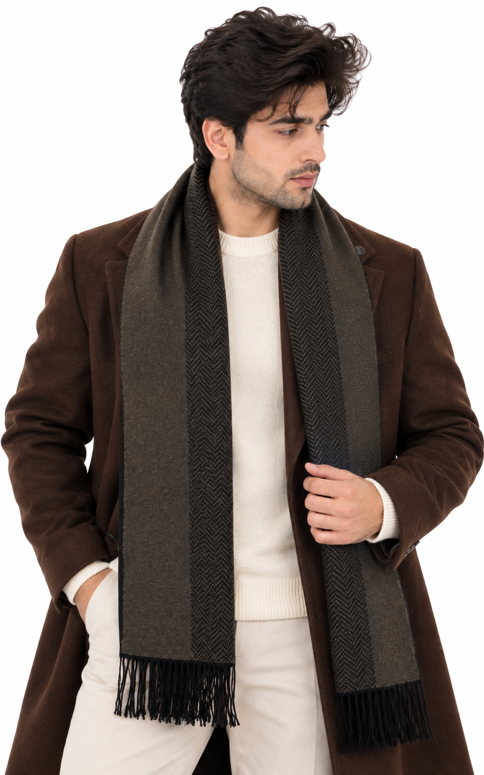 Woolen plain Muffler- Brown | Amoldo