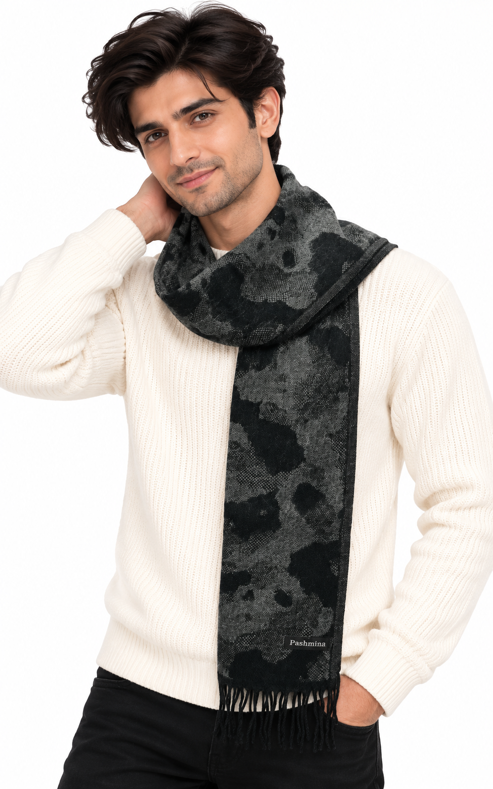 Woolen Winter Muffler - Black | Amoldo
