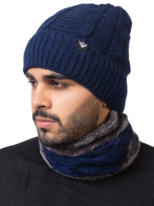 navy beanie neck set 