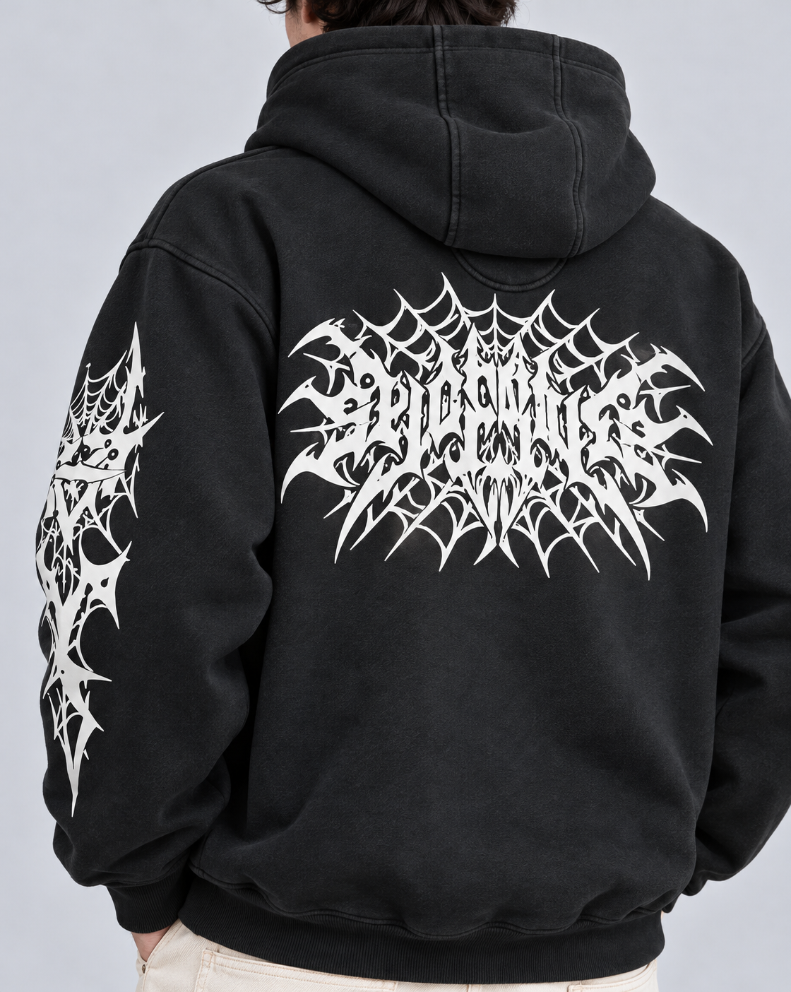 Amoldo Men's Fleece Hoodie with Graphic Print | 400+ GSM Sweatshirt | Black