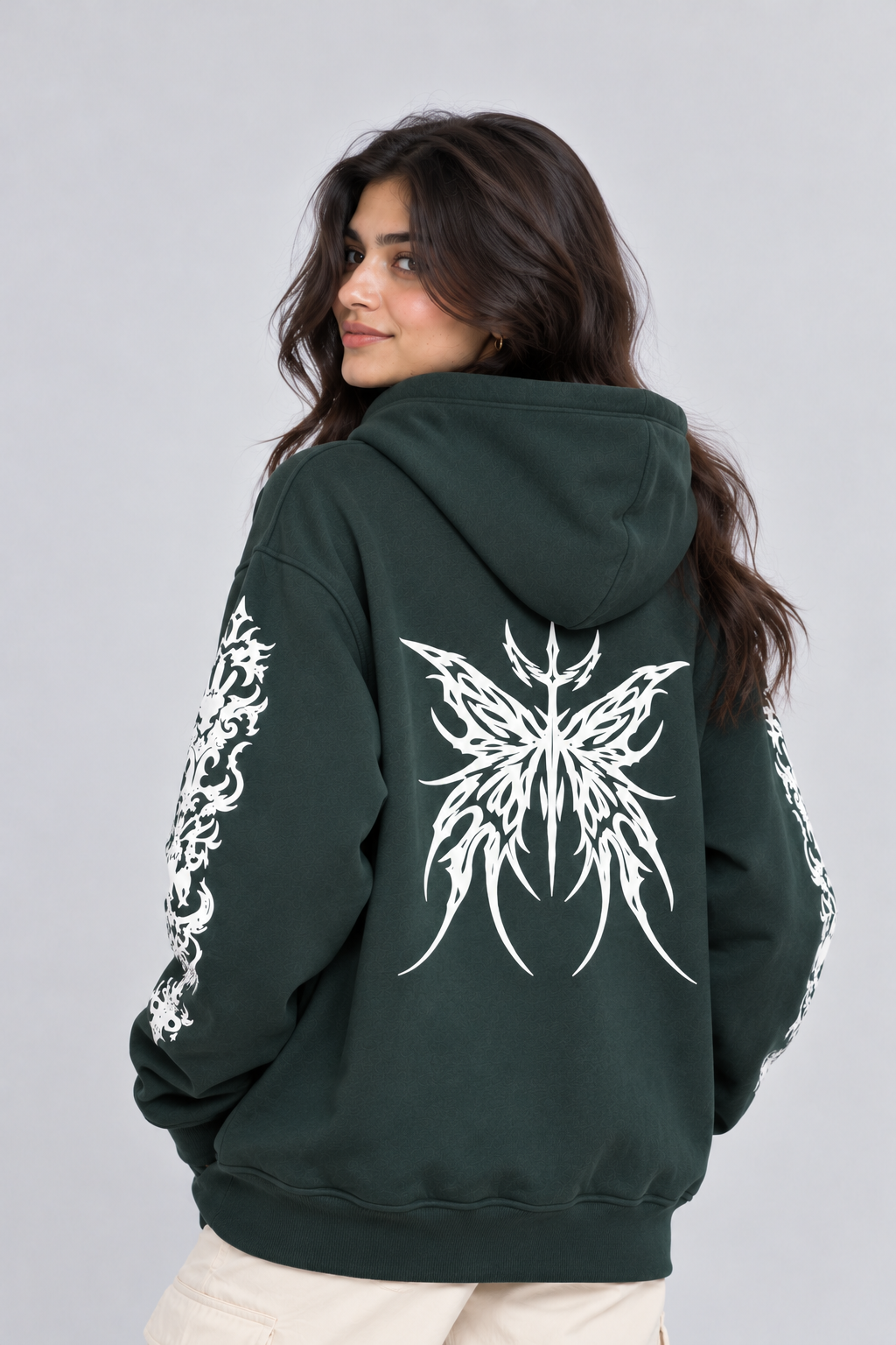Women's Oversized Hoodie with Graphic Print | 400+GSM | Dark Green