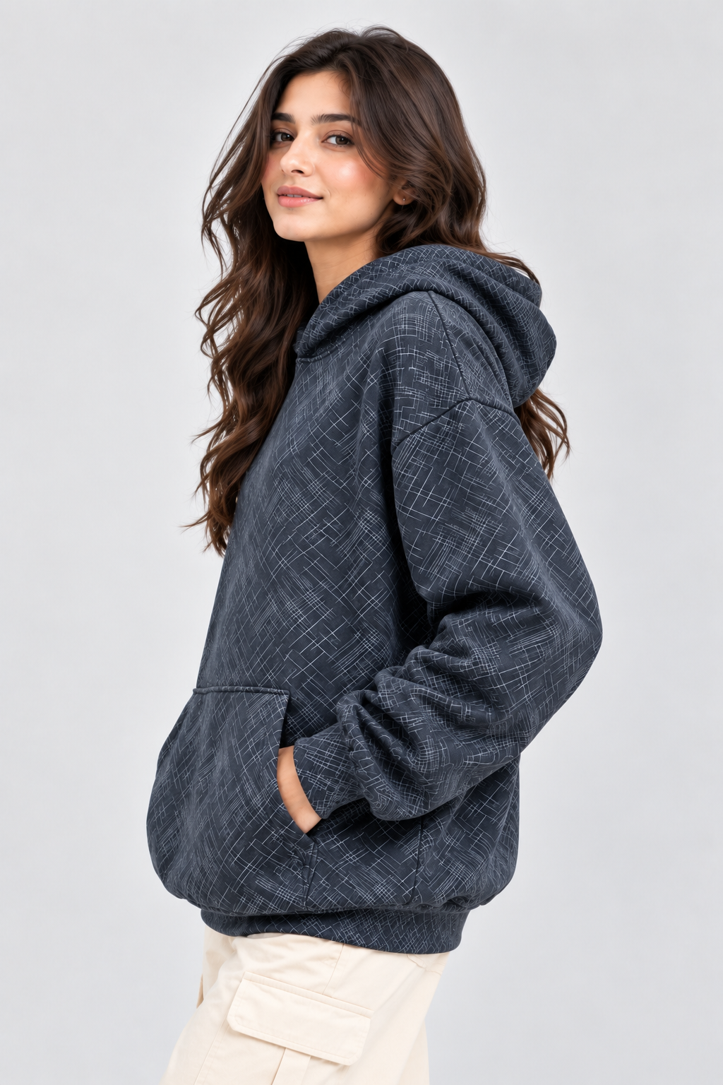 Women's Oversized 400+ GSM Hooded Sweatshirt | Navy