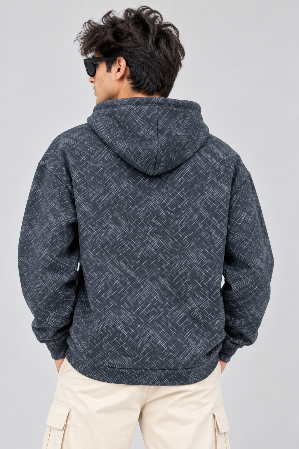 Amoldo Men's Printed Pullover Hooded Sweatshirt | 400+ GSM | Navy