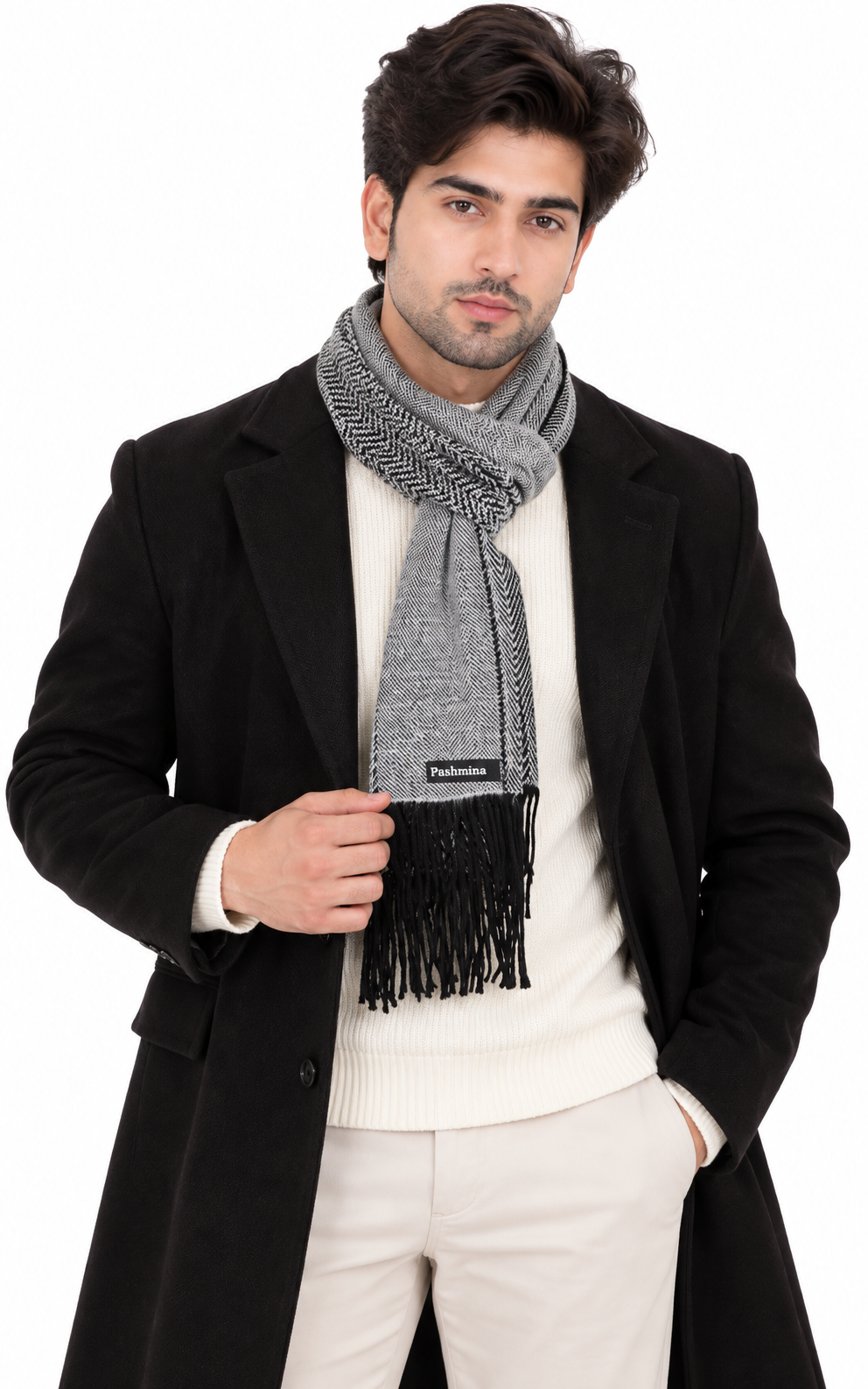 Woolen plain Muffler- Light Grey | Amoldo