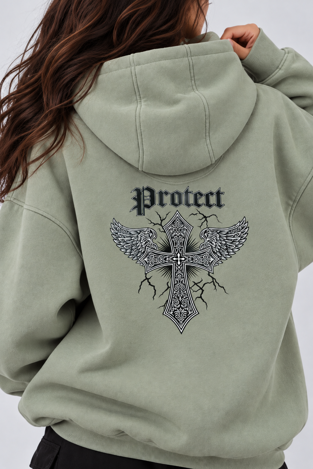 AMOLDO Women's Oversized Fleece Lined Hooded Sweatshirt | 400+ GSM | Sage Green