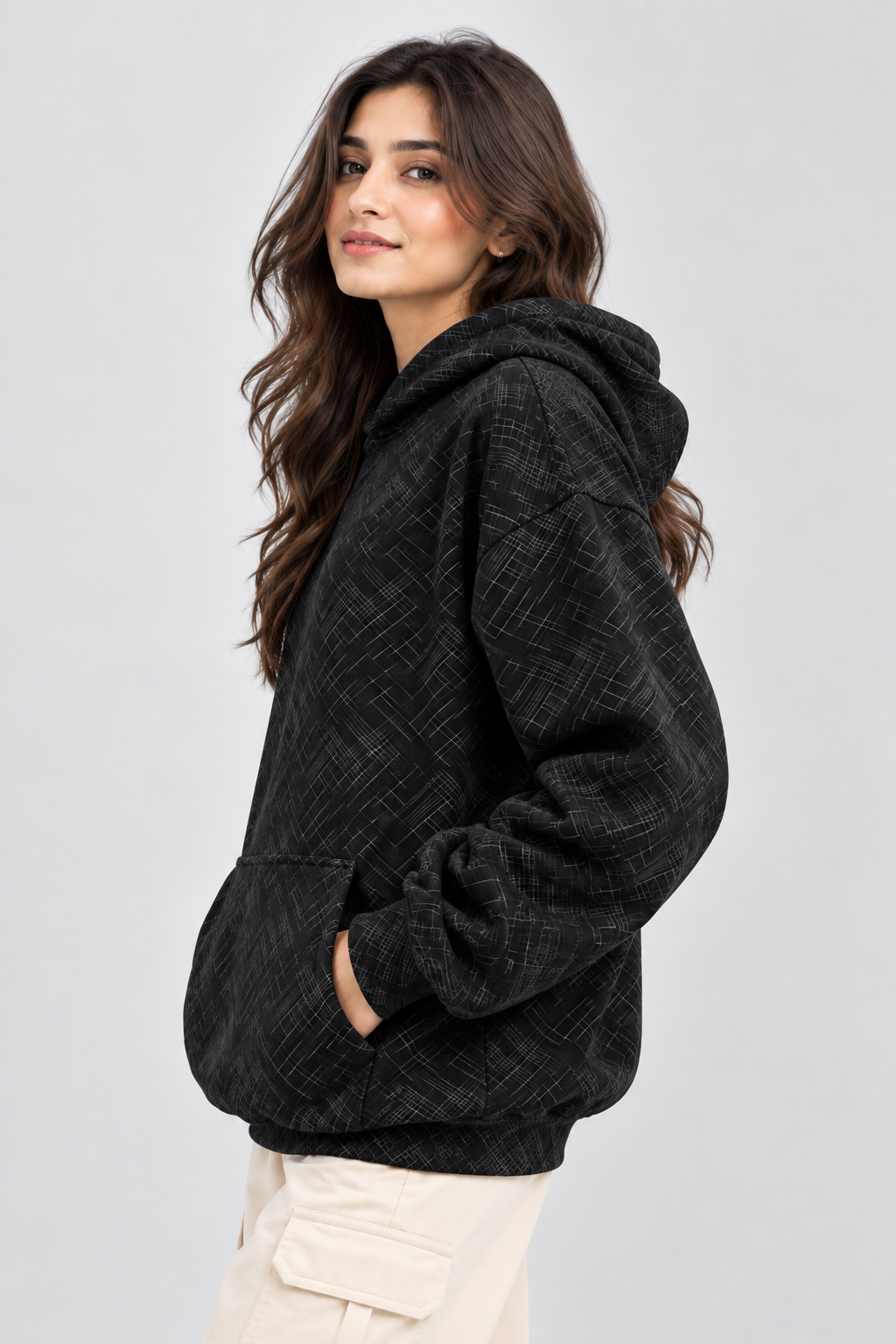 Women's Oversized 400+ GSM Hooded Sweatshirt | Black