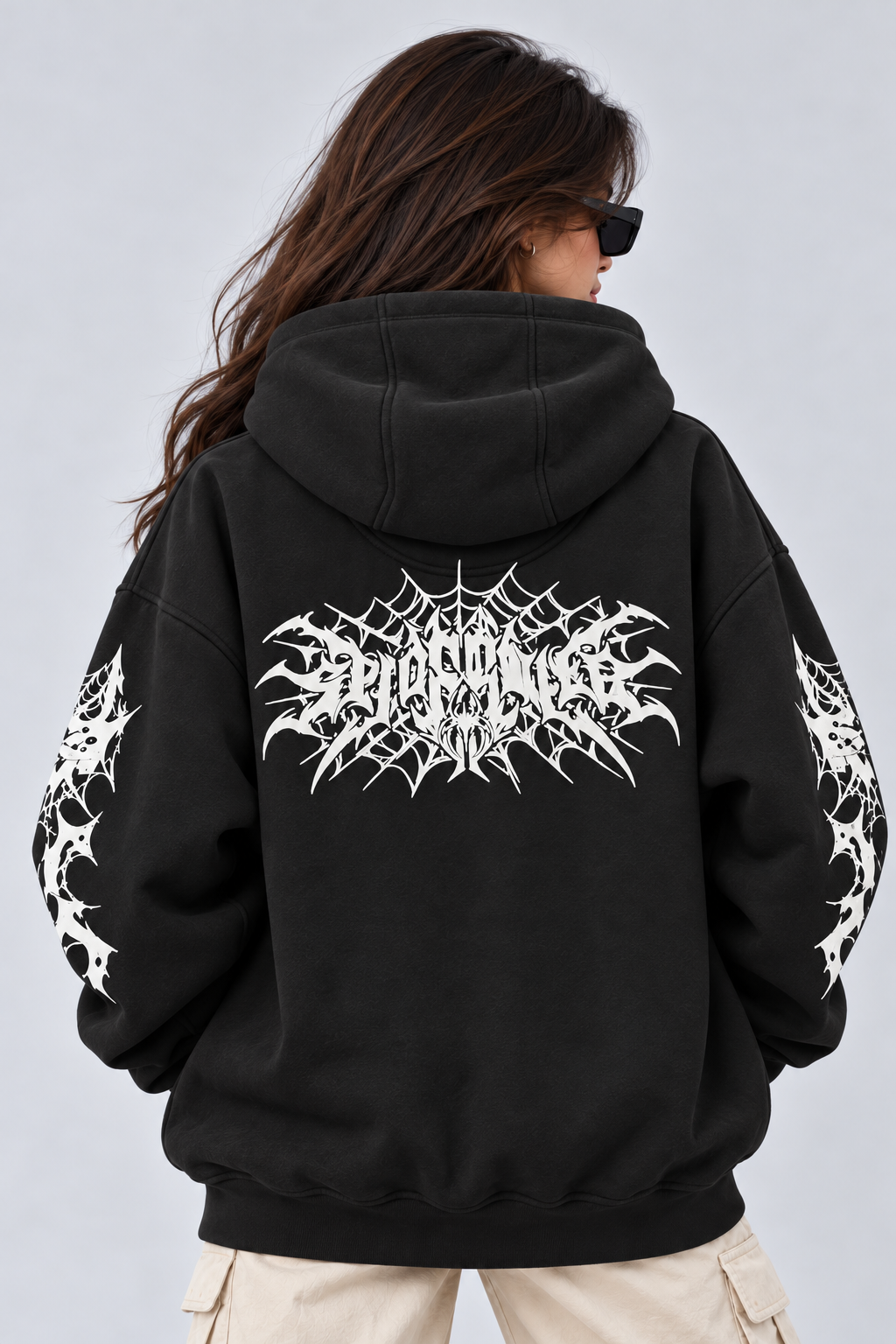AMOLDO Women's Oversized Fleece Lined Hooded Sweatshirt | 400+ GSM | Black