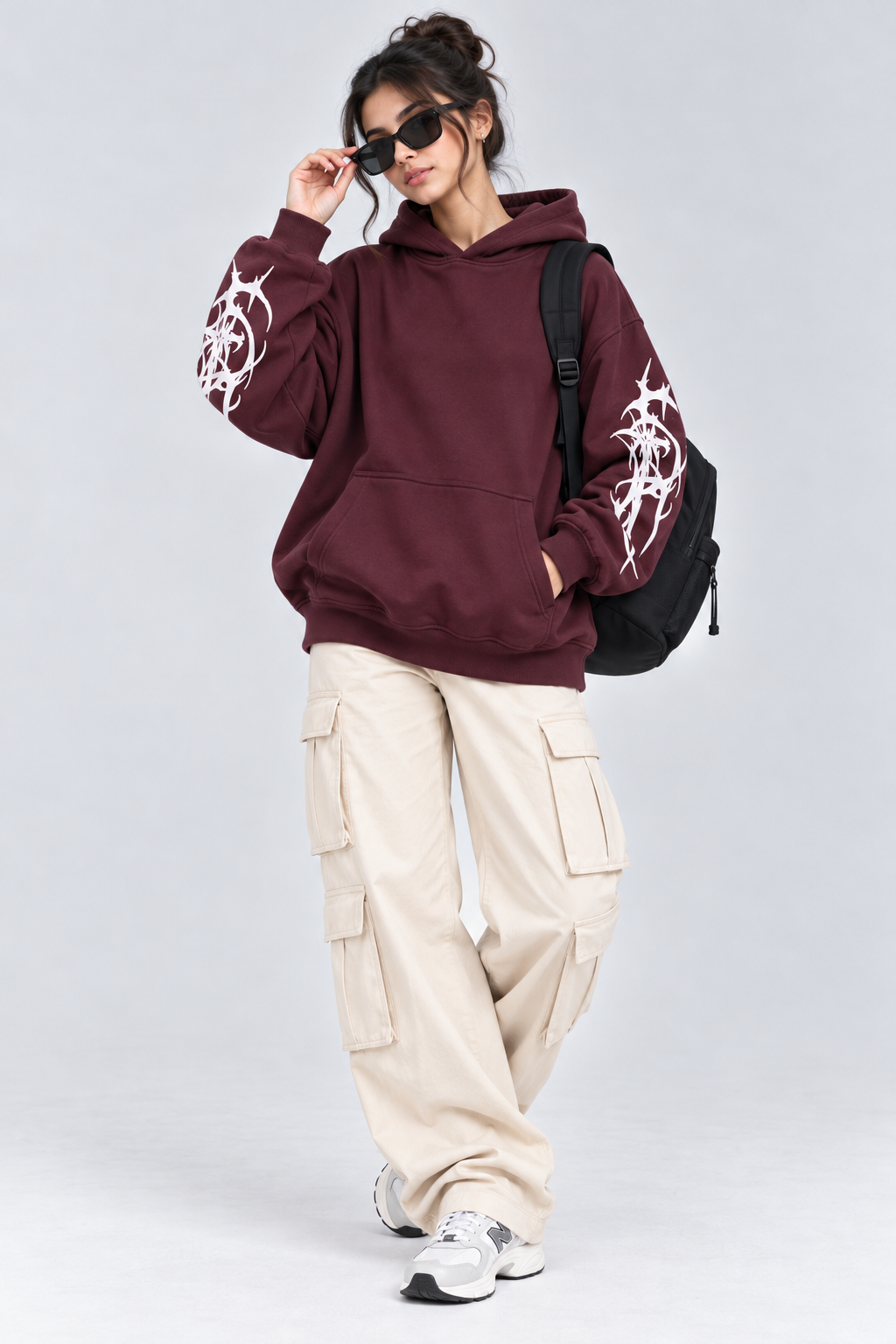 Women's Oversized Hoodie with Graphic Print | 400+GSM | Maroon