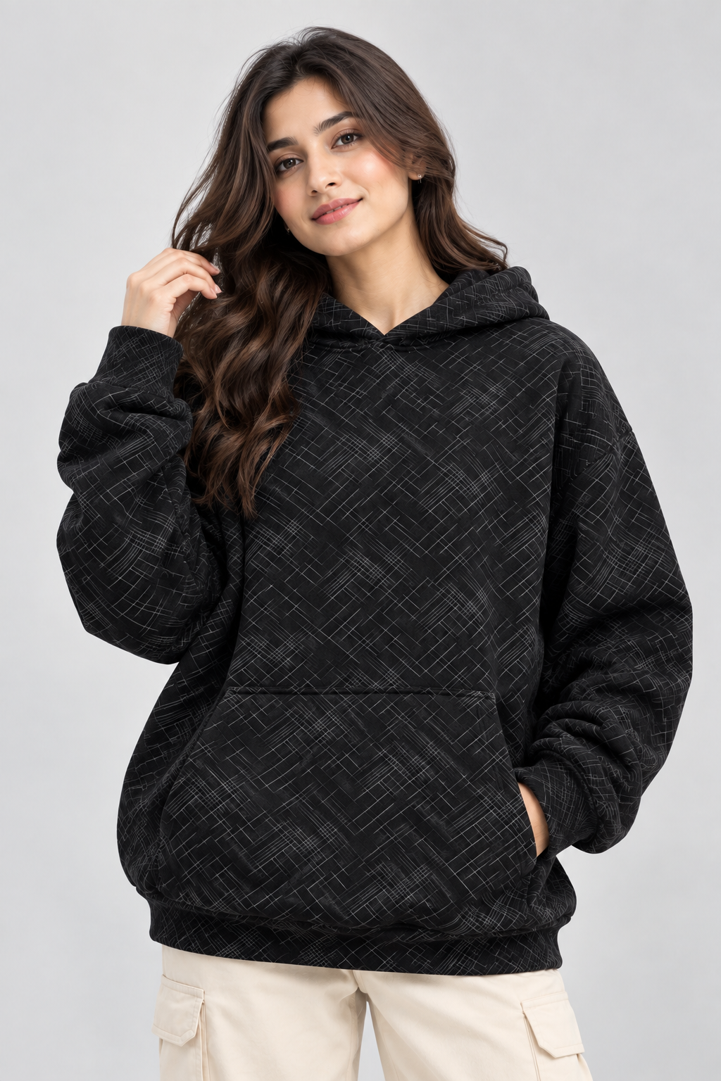 Women's Oversized 400+ GSM Hooded Sweatshirt | Black