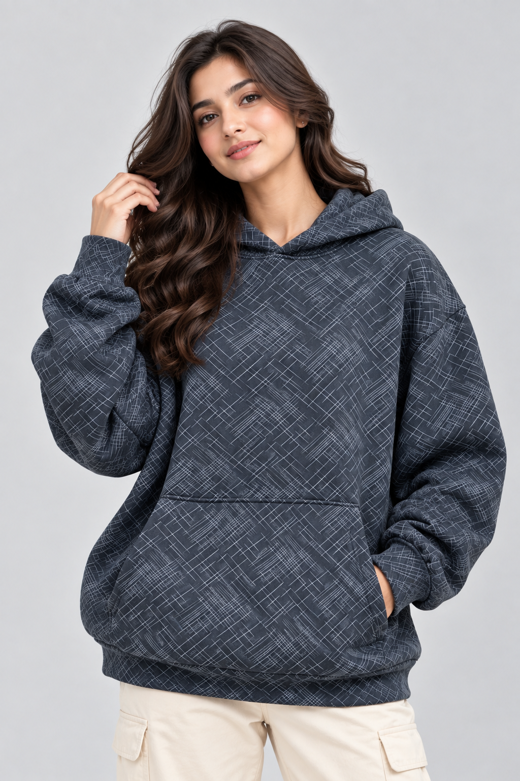 Women's Oversized 400+ GSM Hooded Sweatshirt | Navy