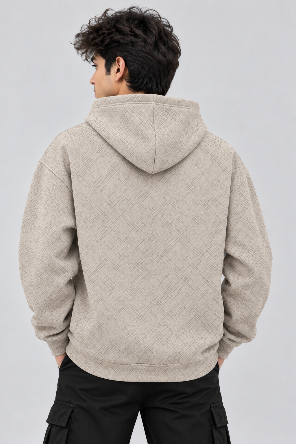 Amoldo Men's Printed Pullover Hooded Sweatshirt | 400+ GSM | Cream