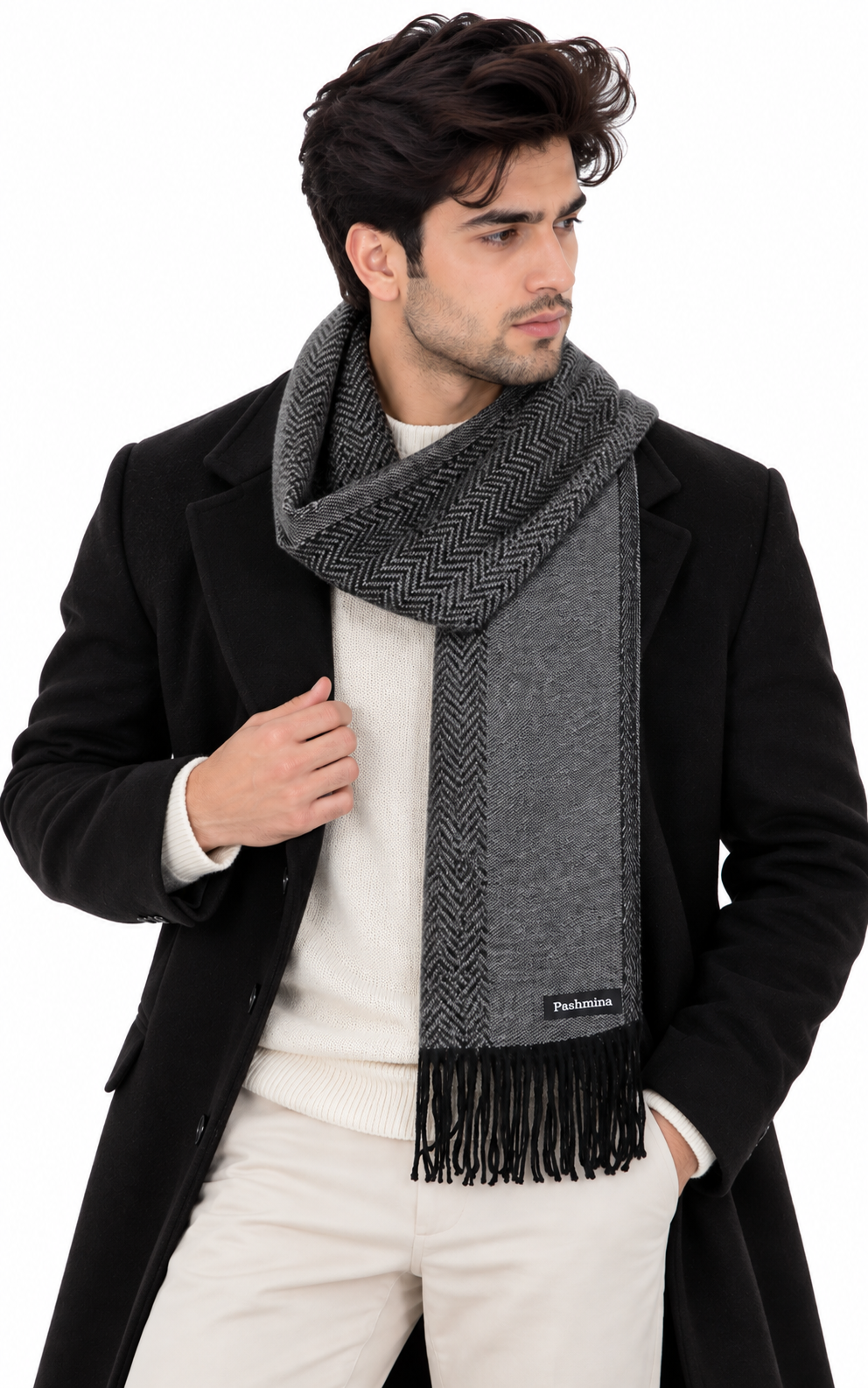 Woolen plain Muffler- Dark Grey | Amoldo