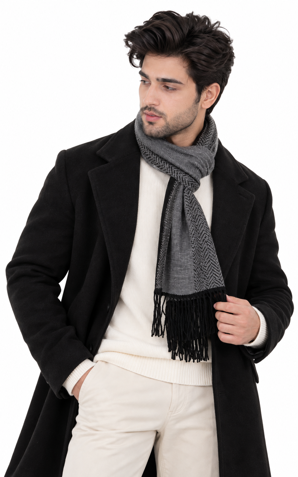 Woolen plain Muffler- Dark Grey | Amoldo