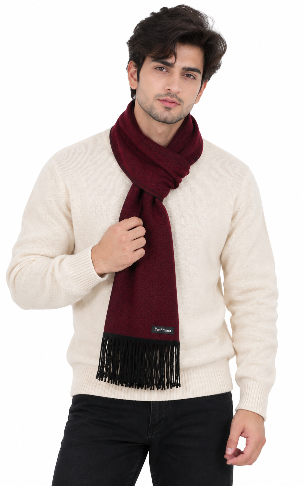 Woolen plain Muffler- Maroon | Amoldo