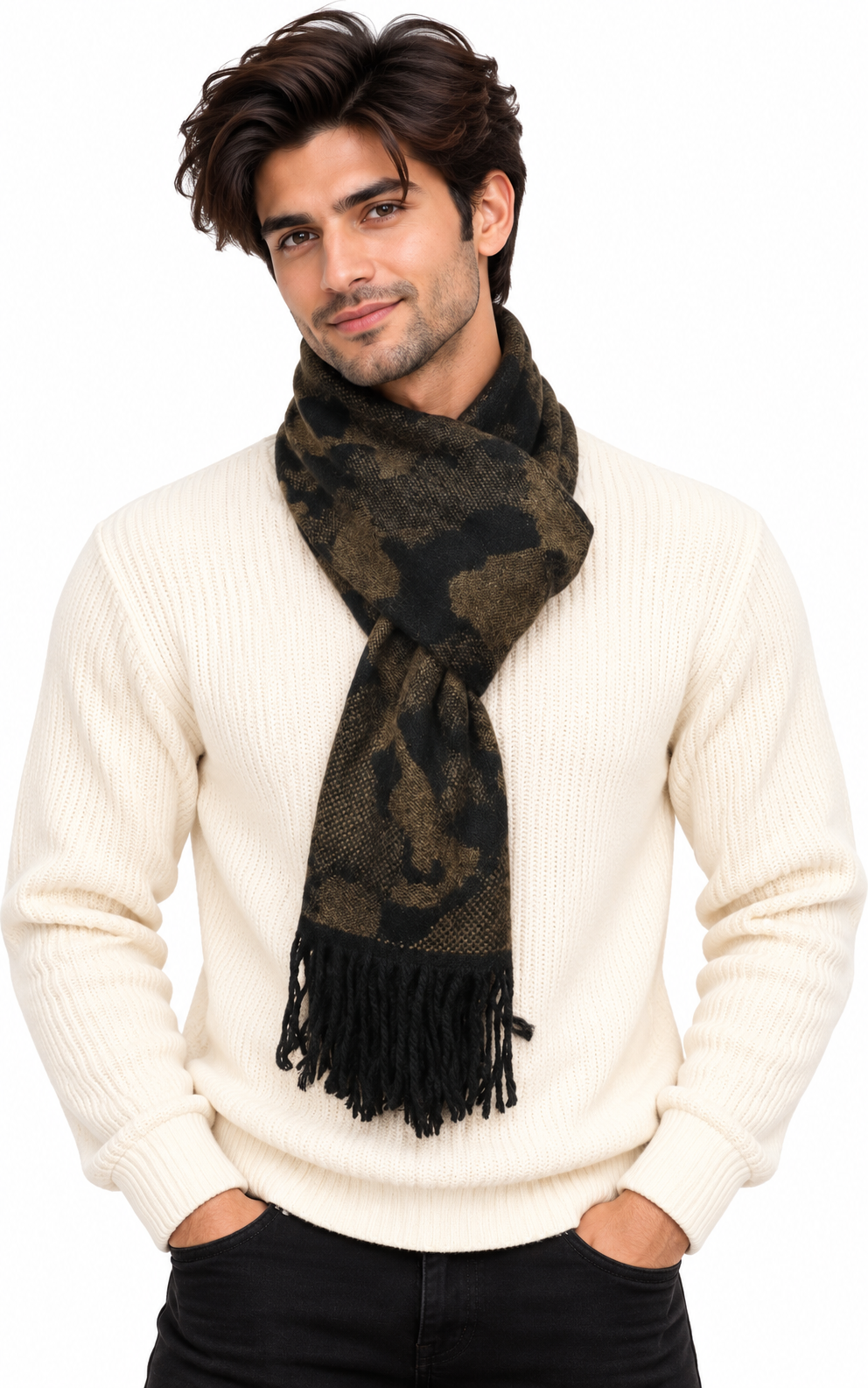 Woolen Winter Muffler - Brown | Amoldo
