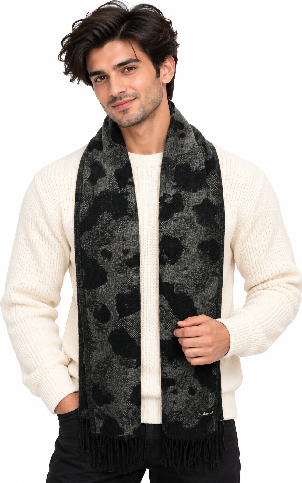 Woolen Winter Muffler - Black | Amoldo