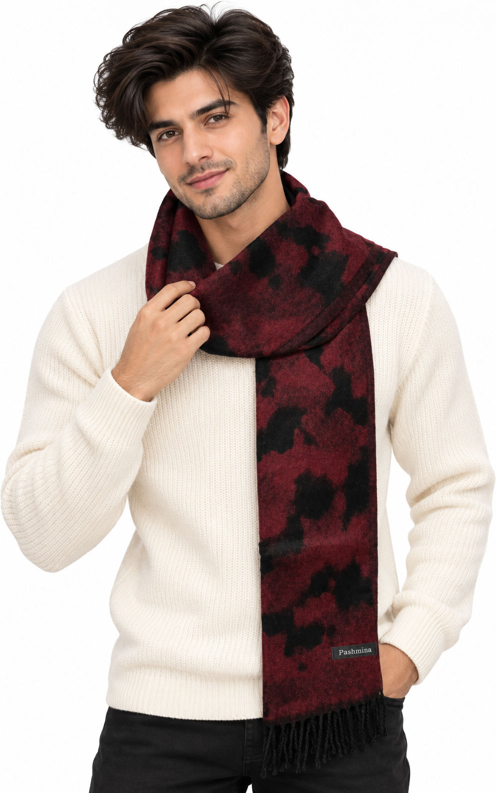 Woolen Winter Muffler - Maroon | Amoldo