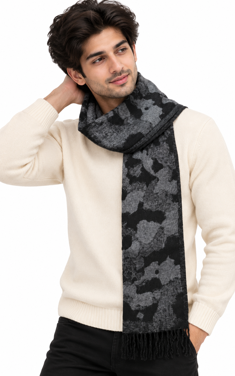 Woolen Winter Muffler - Navy | Amoldo