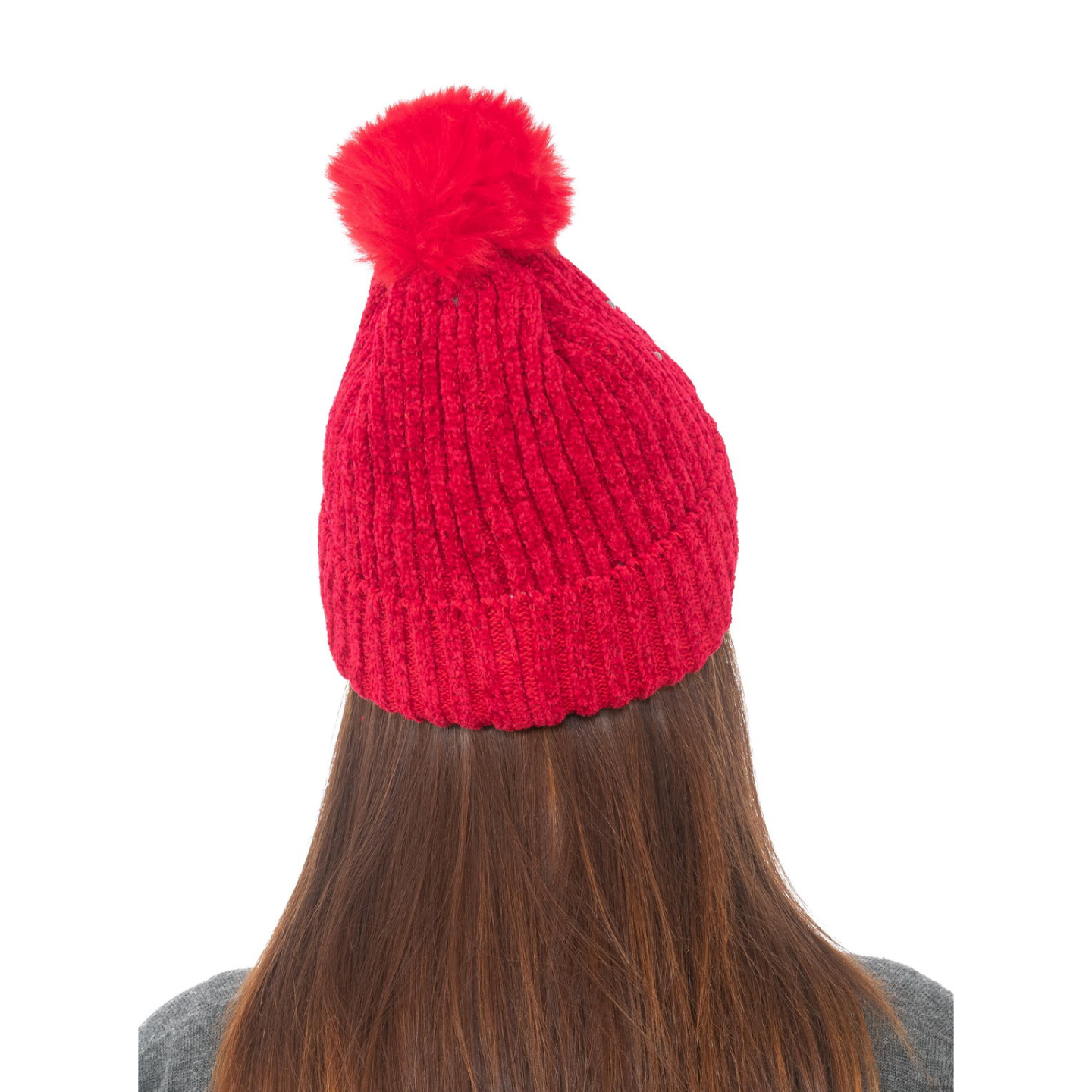 Woolen Pearl Knitted Hat- Red | Amoldo