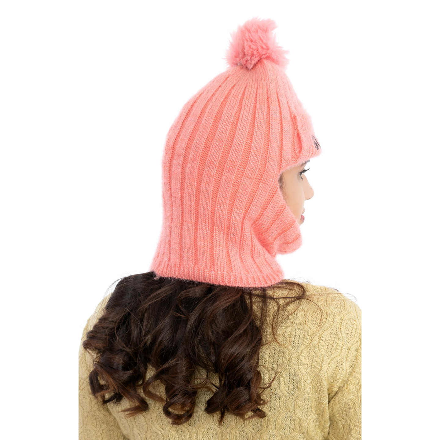 Woolen Winter Monkey Cap - Pink | Amoldo