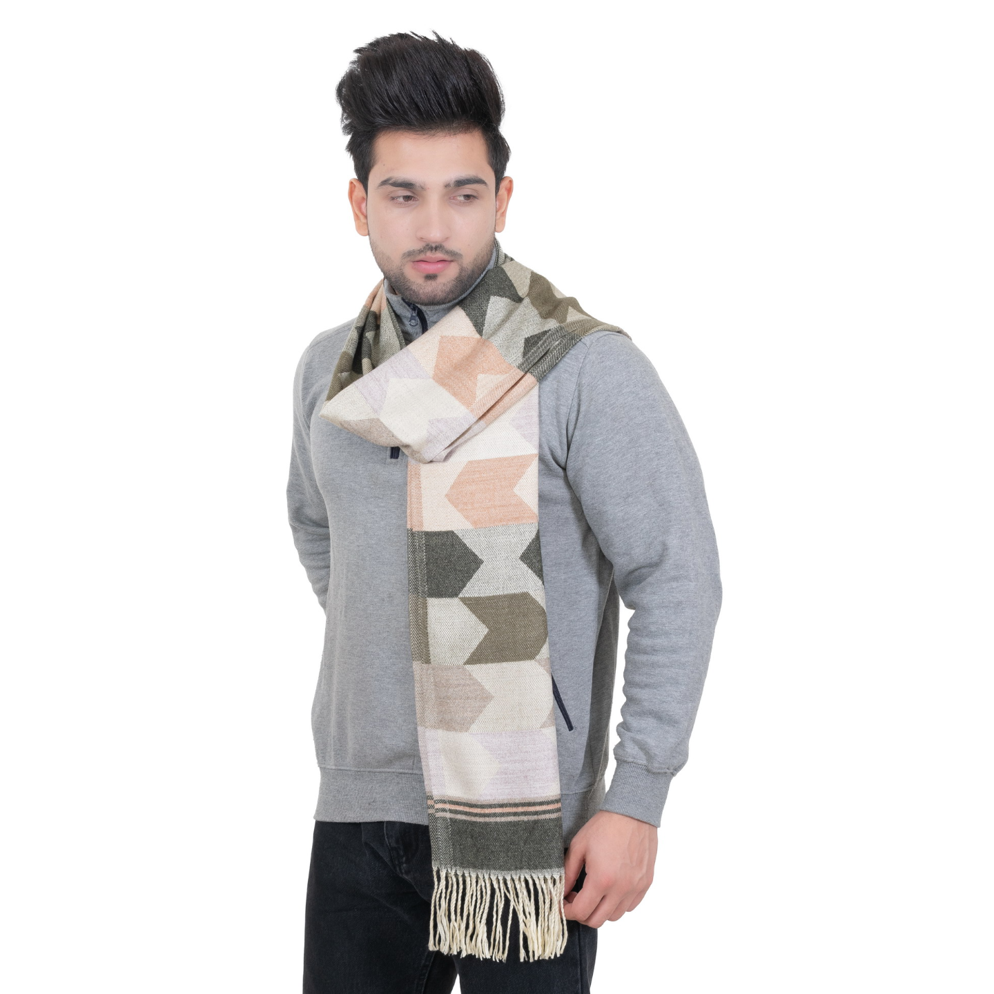 Woolen Arrow Muffler- Olive | Amoldo