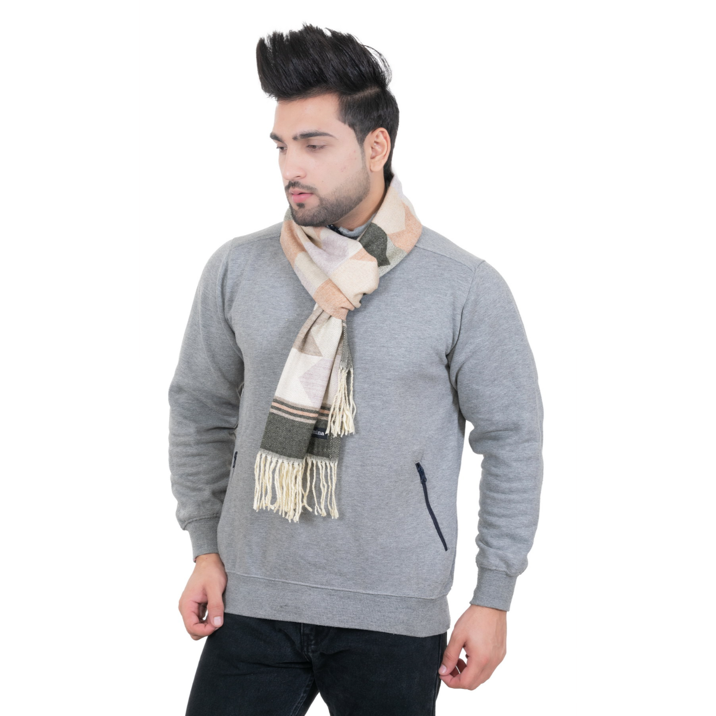 Woolen Arrow Muffler- Olive | Amoldo