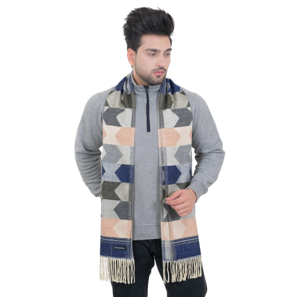 Woolen Arrow Muffler- Navy| Amoldo