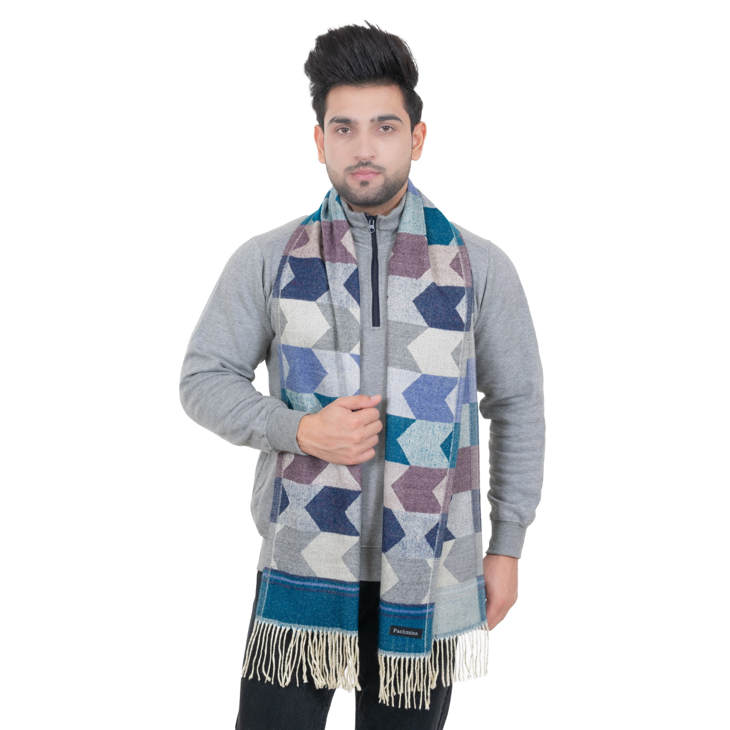 Woolen Arrow Muffler- Sky Blue | Amoldo