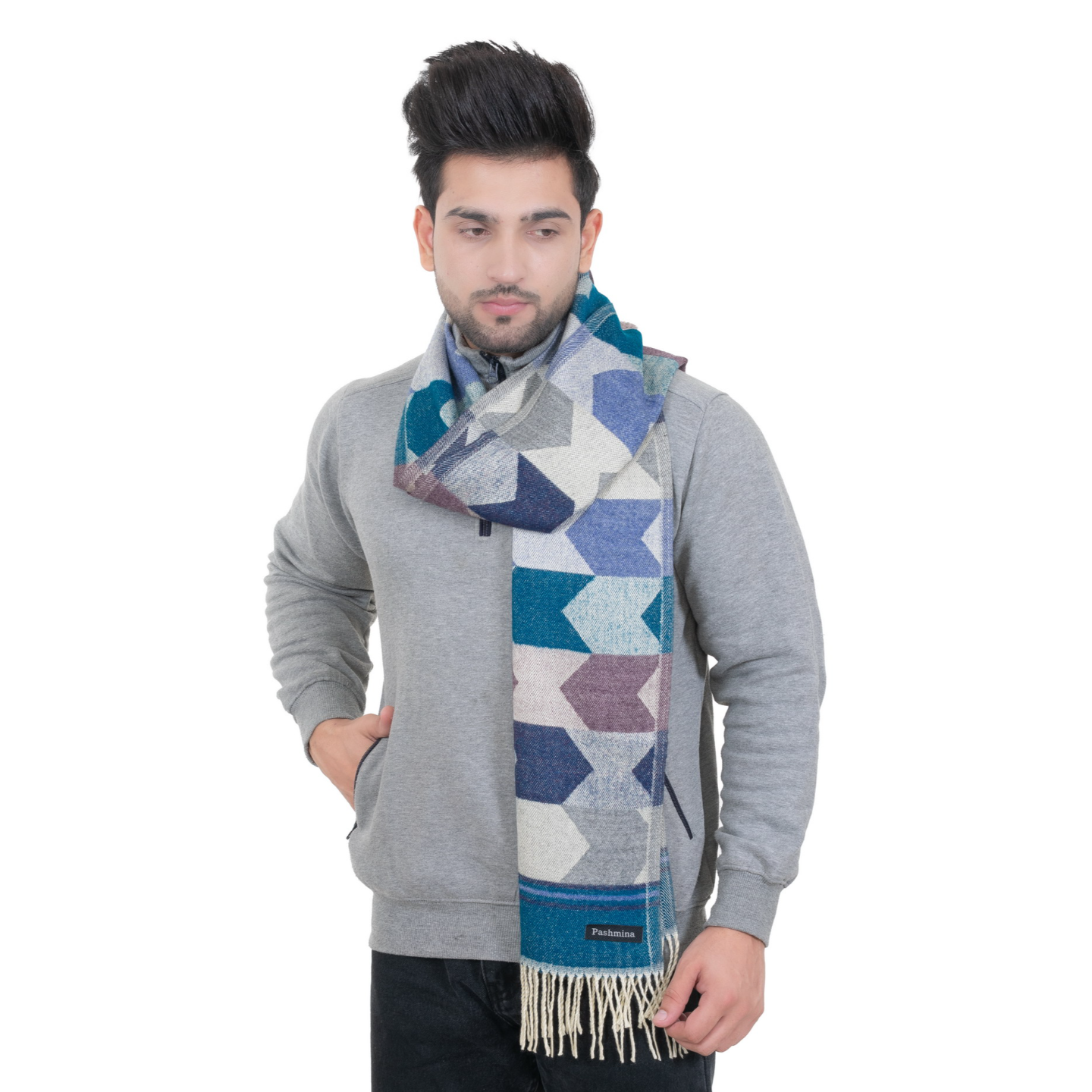 Woolen Arrow Muffler- Sky Blue | Amoldo