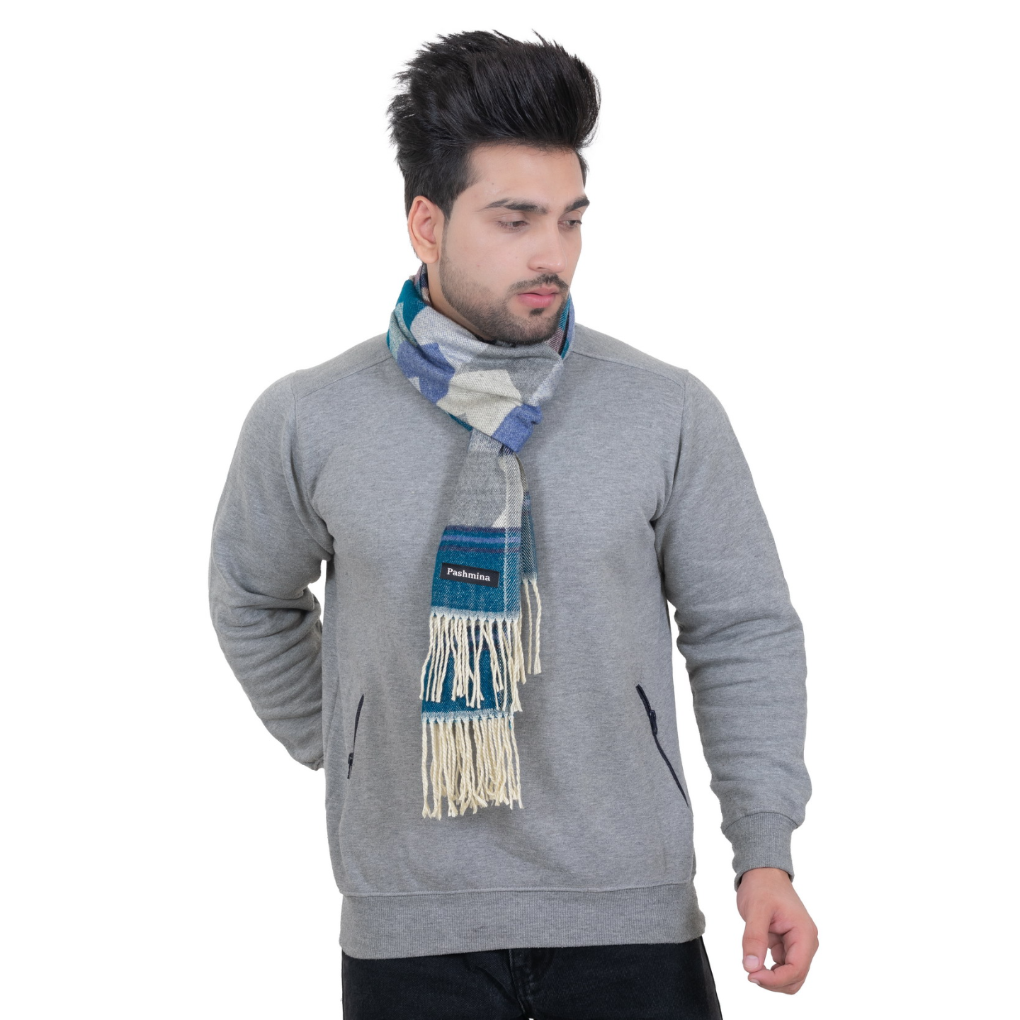 Woolen Arrow Muffler- Sky Blue | Amoldo