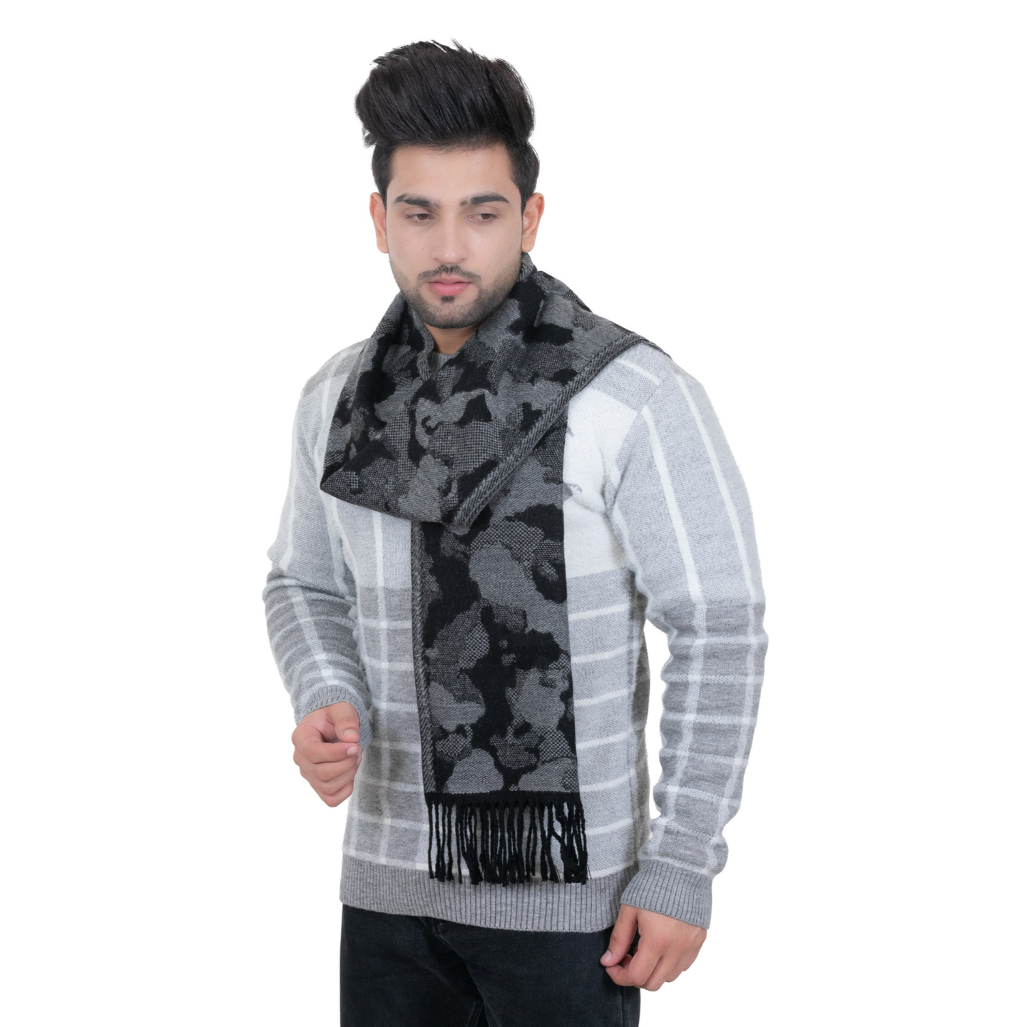 Woolen Winter Muffler - Black | Amoldo